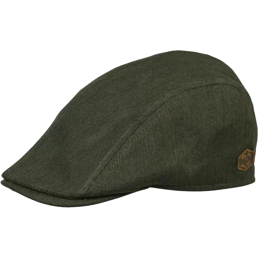 MJM Daffy 3 Linen/Cotton Cap - Green Herringbone - XL - Kasket