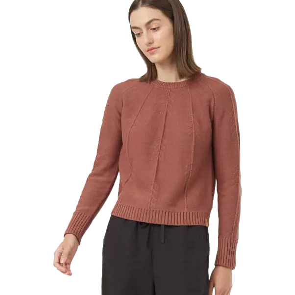 Tentree Highline Treestitch Crew Sweater Women striktrøje - Mesa Red - L - Striktrøjer
