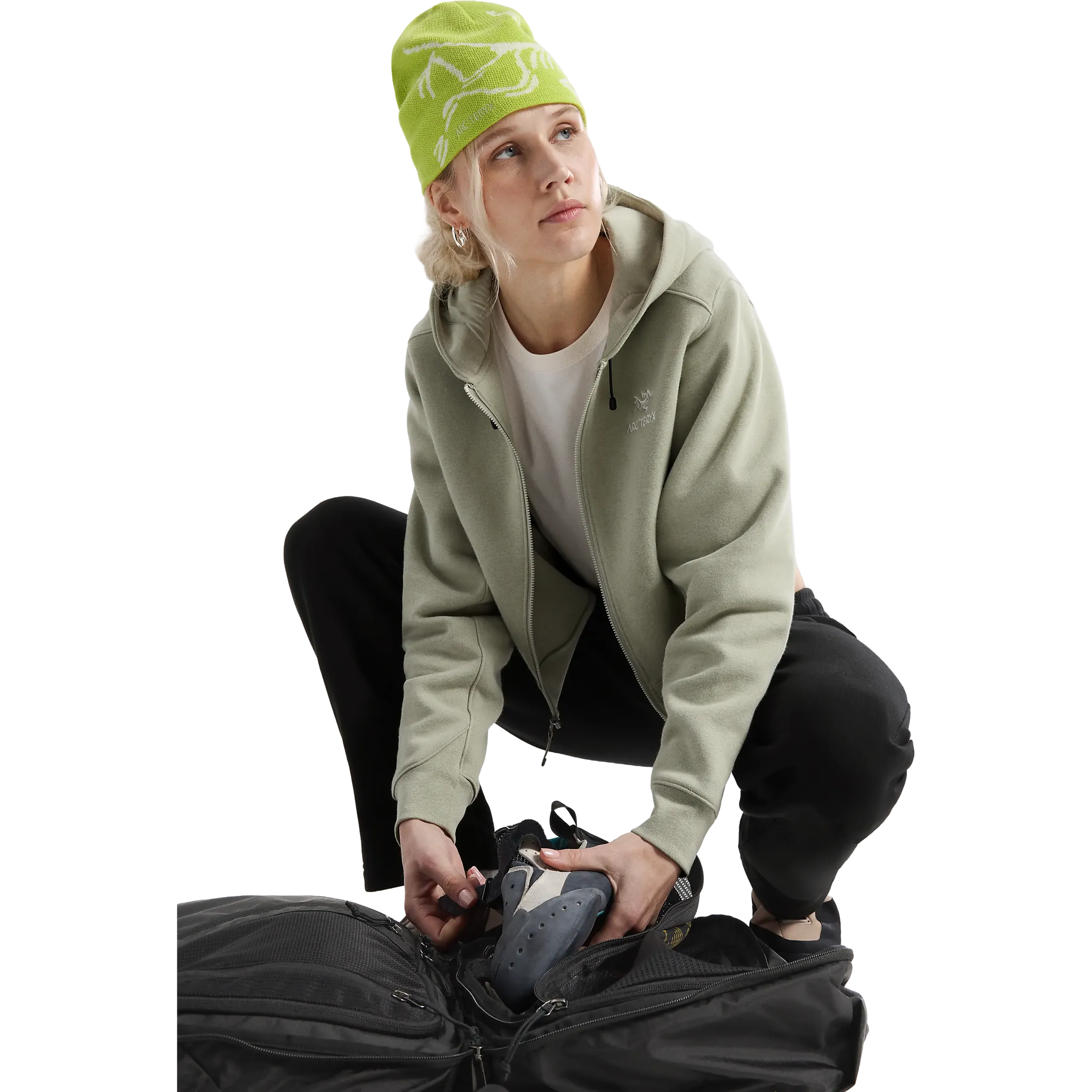 Emblem Fleece Full Zip Crop Hoody Women