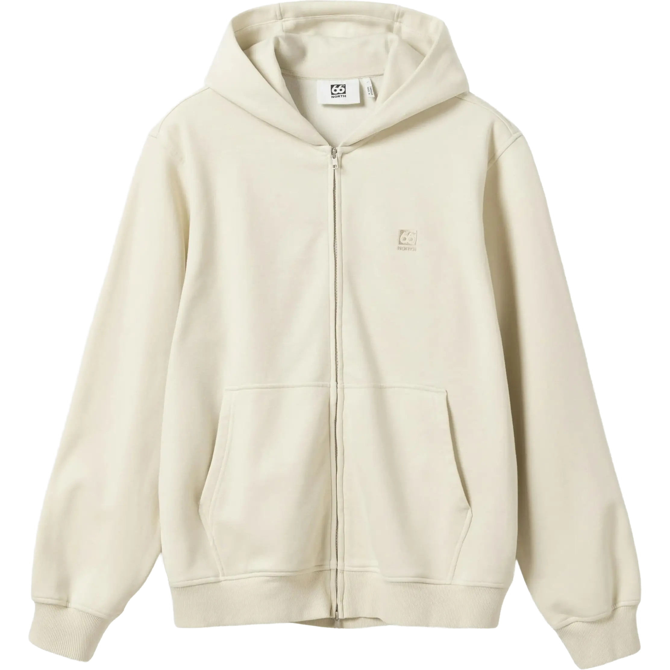 66°North Dyngja Zipped Hoodie Unisex - Stone - XL - Hættetrøje