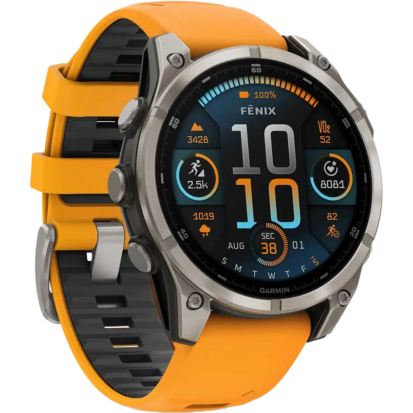 Garmin Fenix 8 47mm AMOLED Saph - Ti/Bare/Grpht,SparkOrg/GrphtBd - One size - Løbeur