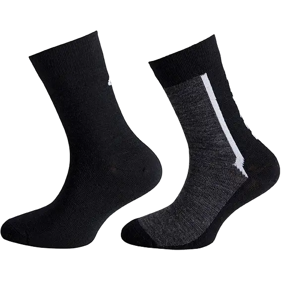 Ulvang Ultra Jr 2 pk uldsokker - Charcoal mel/Black - 37-39 - Vandresokker til børn