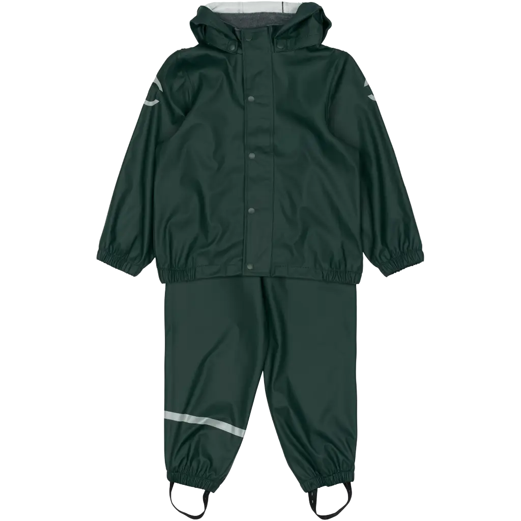 Mikk-Line PU Rain Set with suspenders Recycled - Darkest Sprouse - 74 - Regnsæt til børn