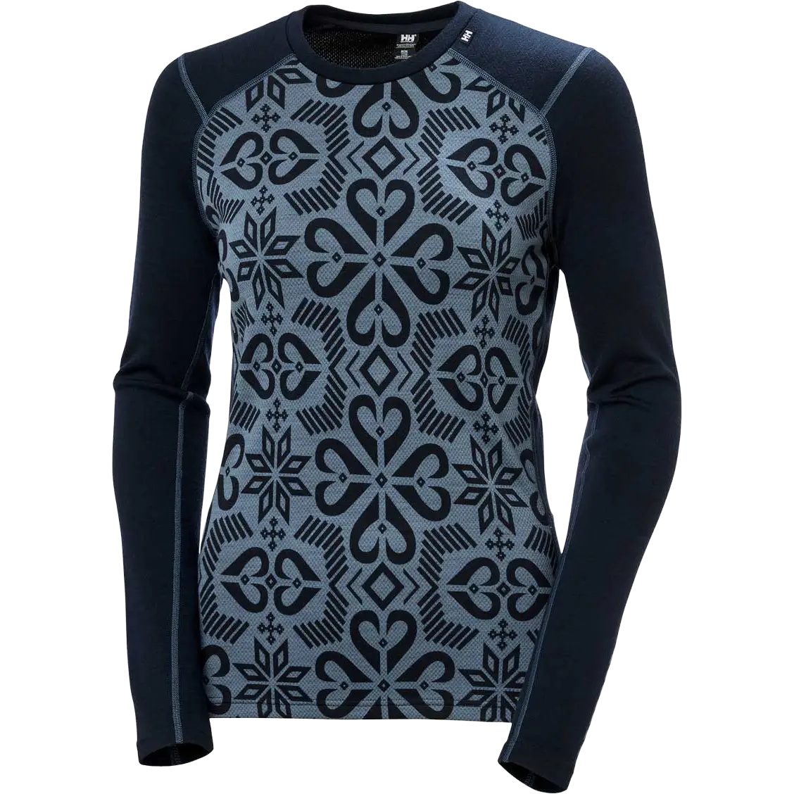 Helly Hansen Lifa Merino Midweight Graphic Crew Women undertrøje - Navy - XS - Undertrøjer