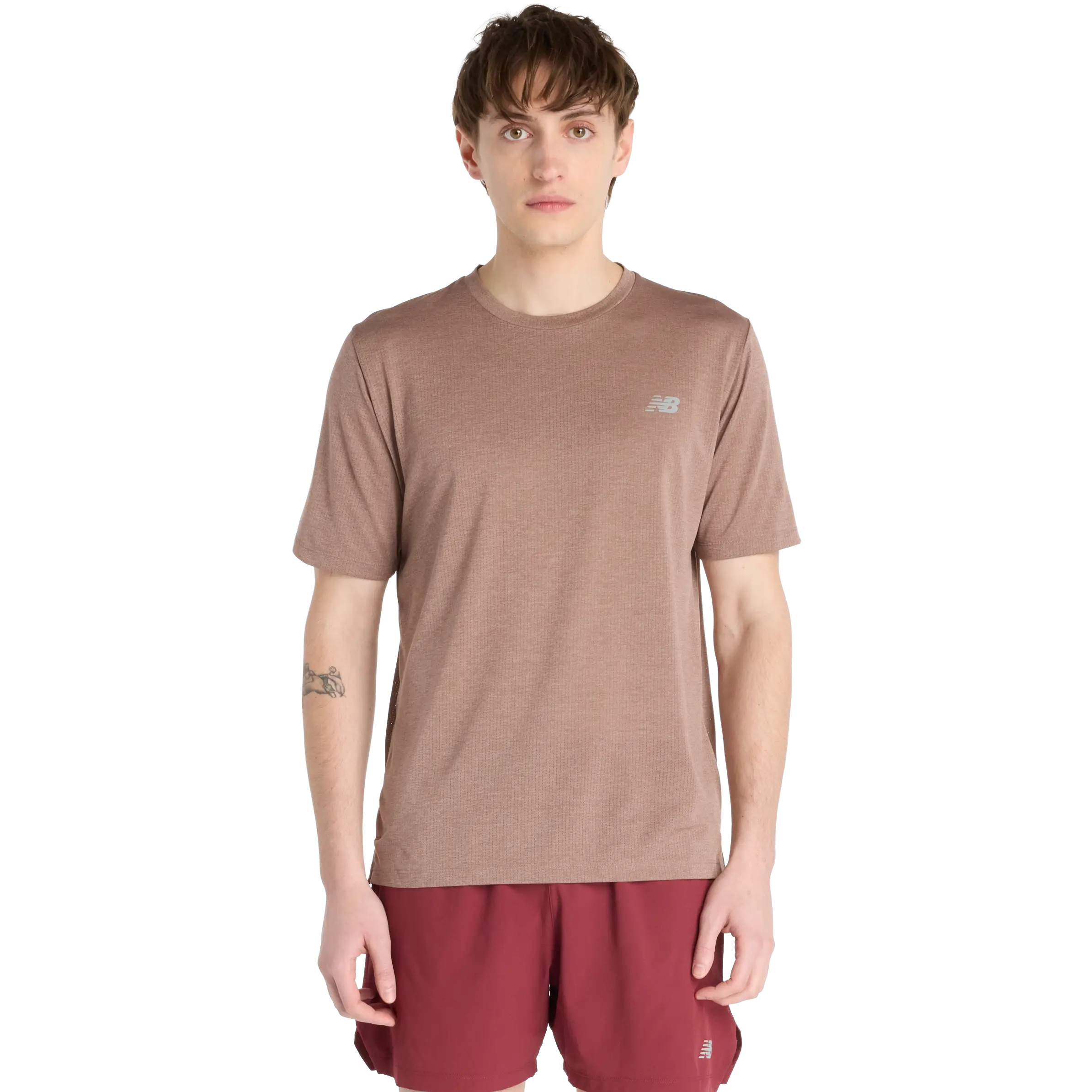 New Balance Athletics Run T-shirt Men - Earth Shadow Heather - XL - Løbe t-shirt