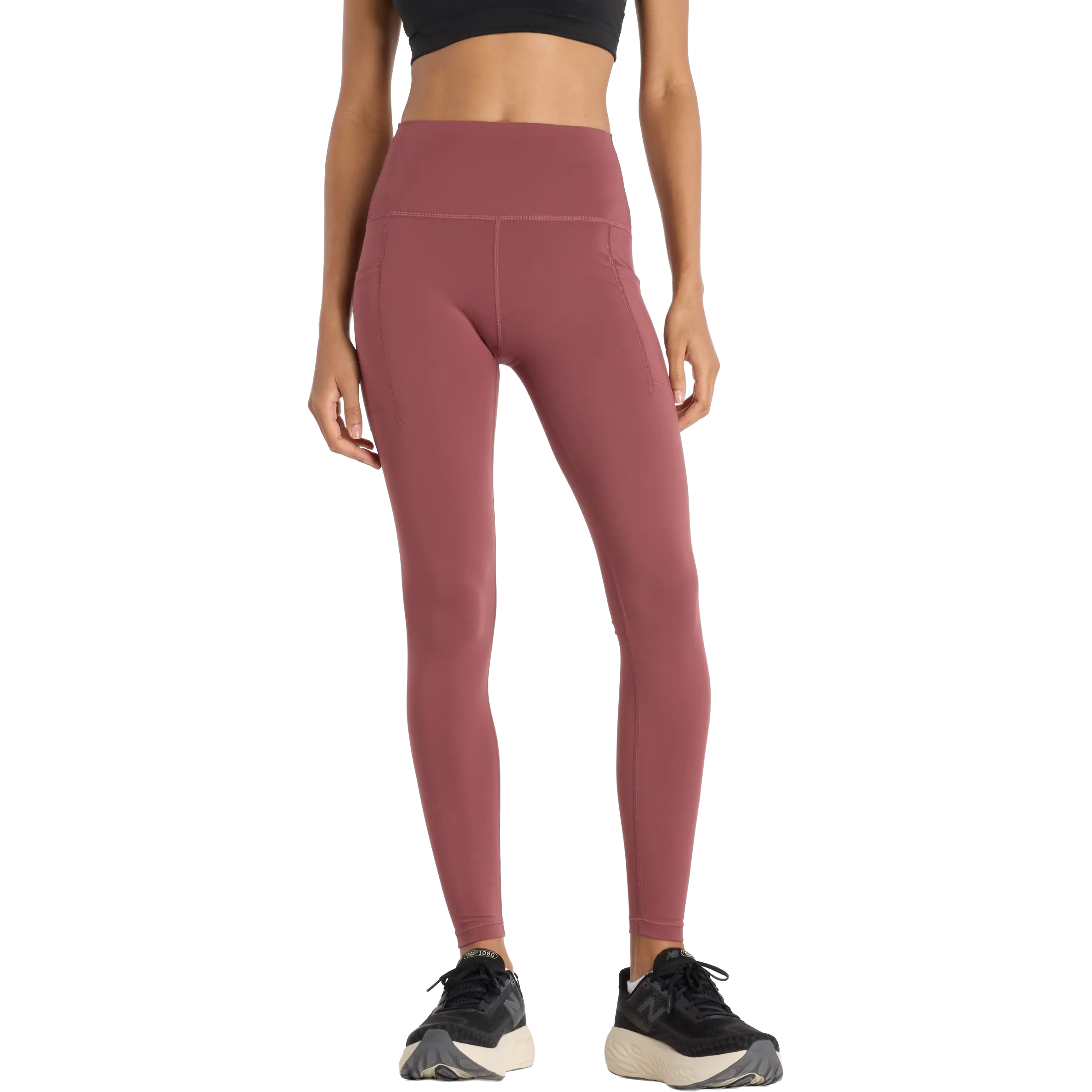 New Balance Sleek Pocket High Rise Legging 27'' Women tights - Washed Burgundy - 2XL - Løbetights og bukser