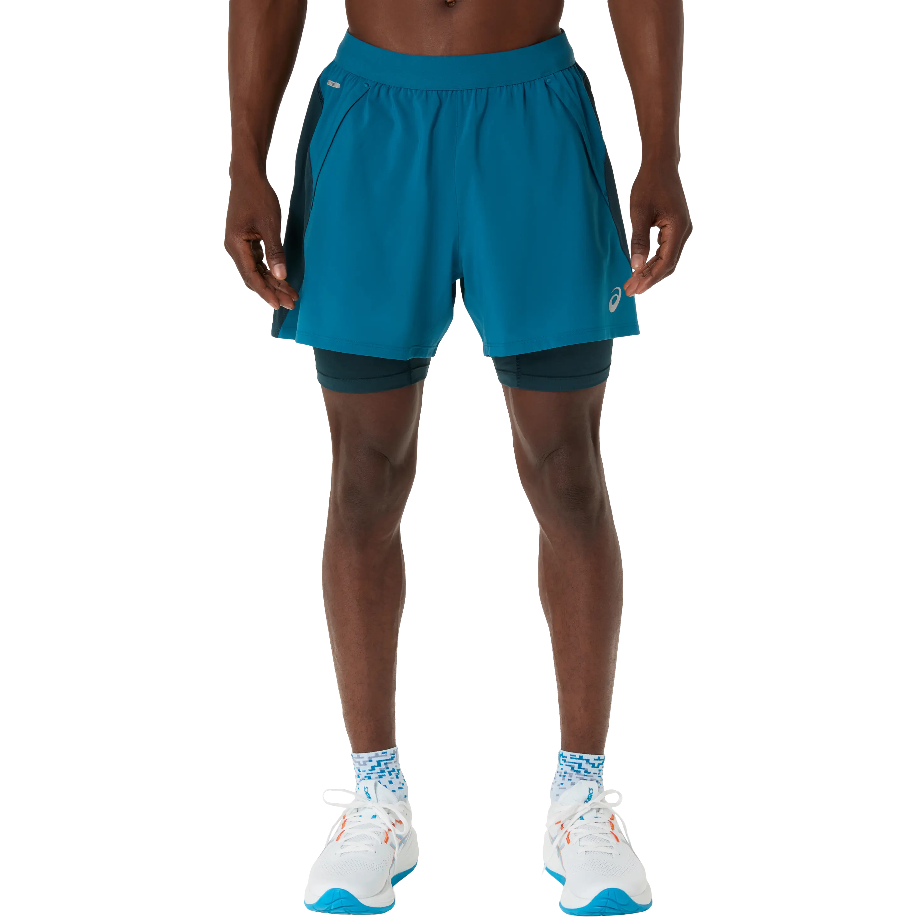 Asics Road 2-N-1 5In Short Men - Tranquil Teal/Dark Teal/Yamabu - XL - Løbeshorts
