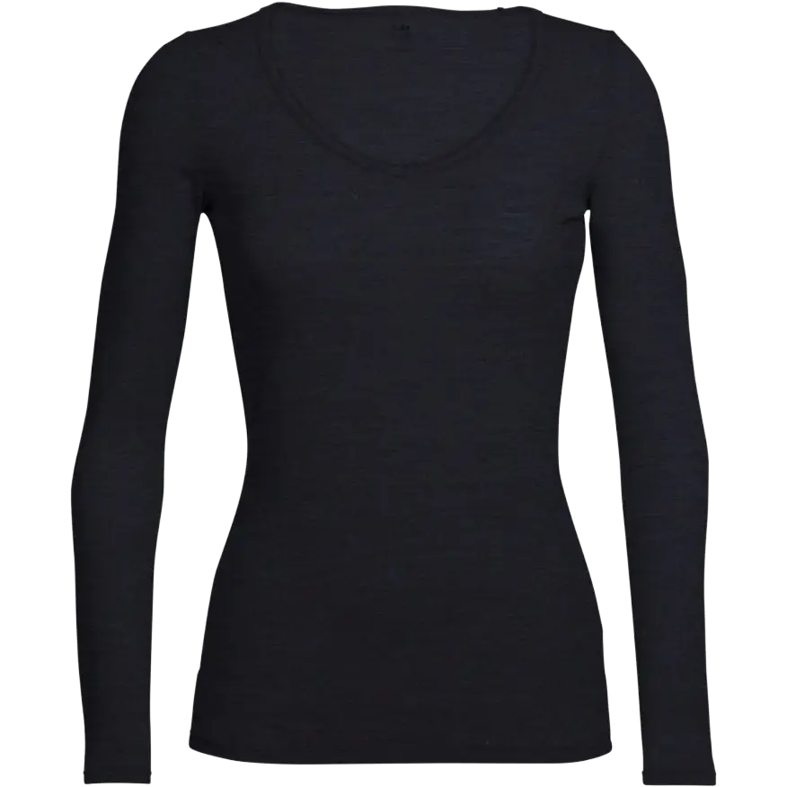 Icebreaker Siren LS Sweetheart dameundertrøje - BLACK - S - Skiundertøj