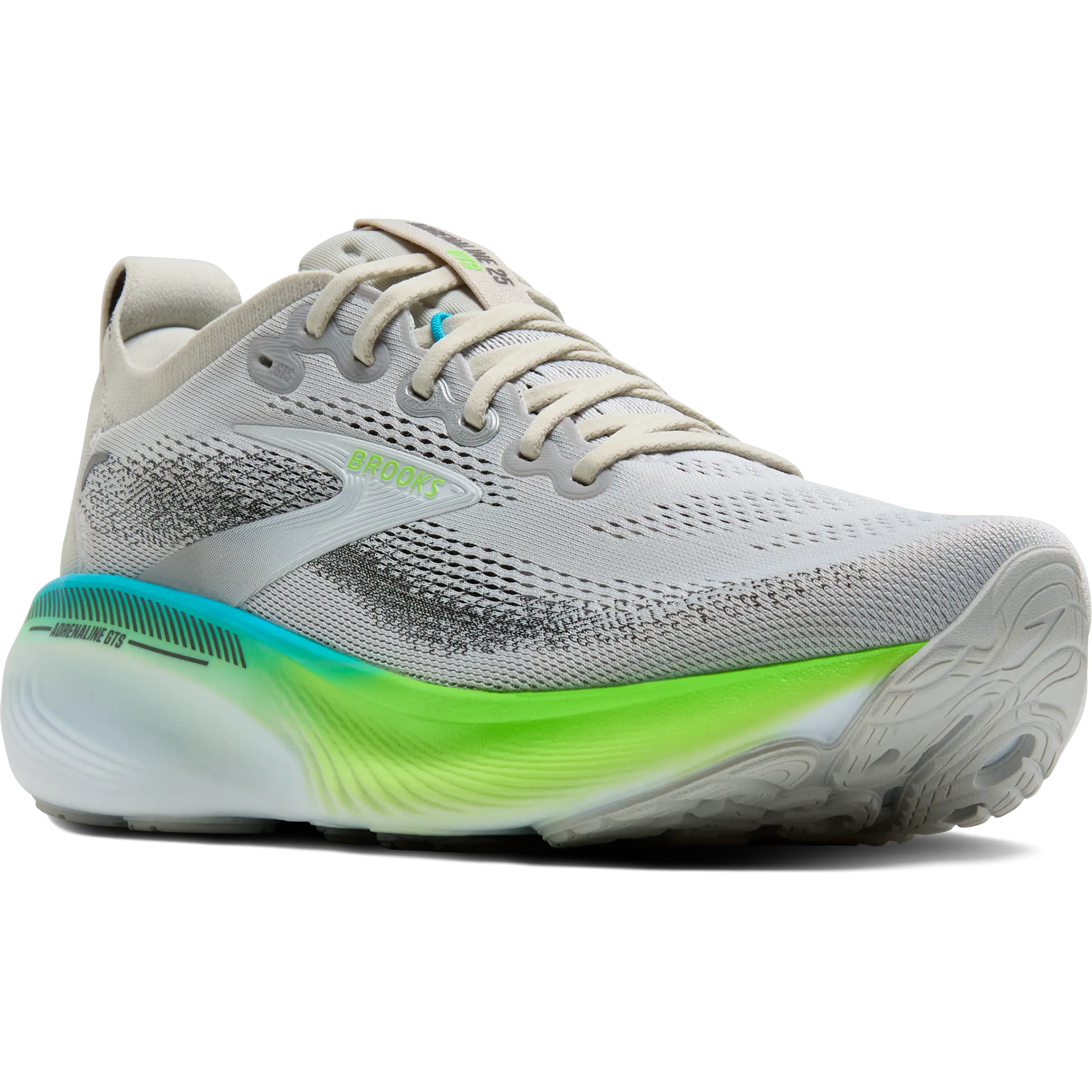 Brooks Adrenaline GTS 25 Men - Oyster/Green Gecko/Blue - US13/UK12/47,5 - Løbesko