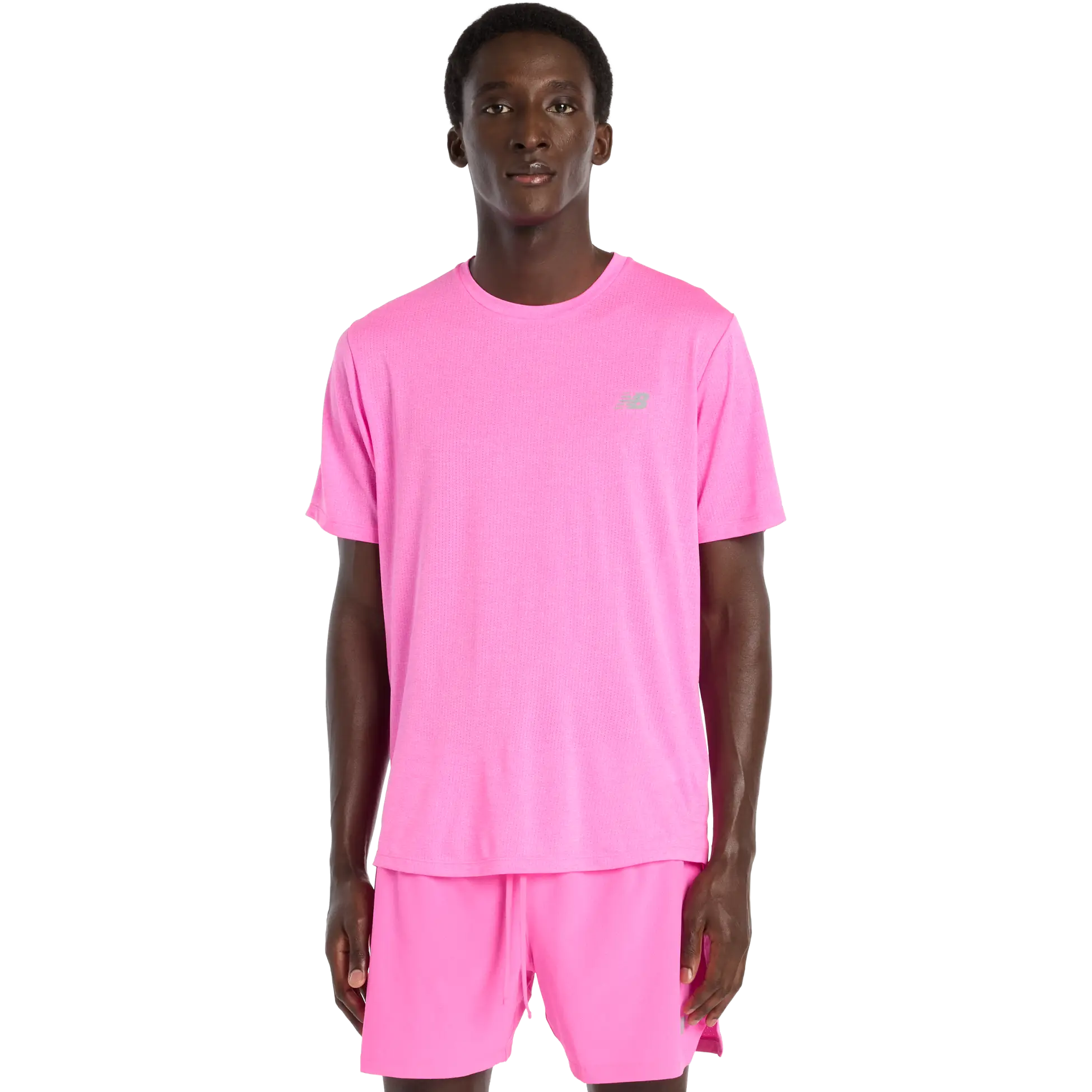 New Balance Athletics Run T-shirt Men - Pink Heat Heather - M - Løbe t-shirt