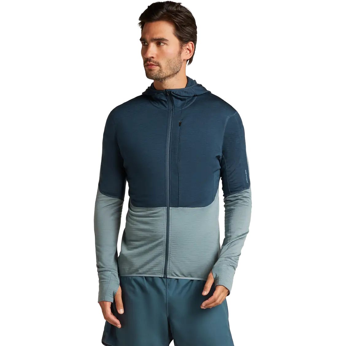 Icebreaker Realfleece Descender LS Zip Hood Men Fleece - Abyss/Blue Ash/Cb - XXL - Fleecetrøjer
