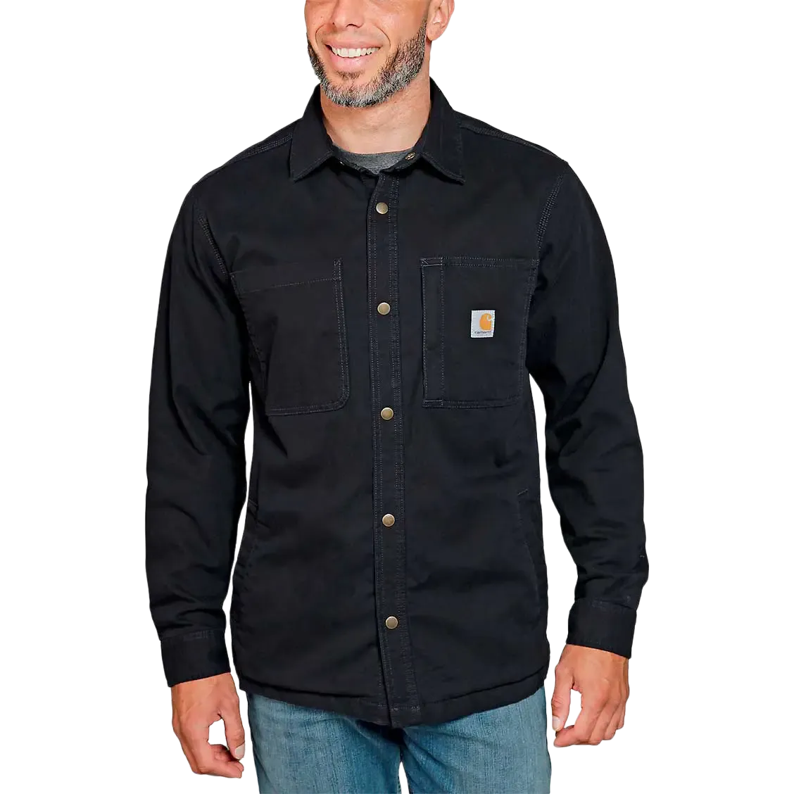 Fleece Lined Snap Front Shirt Jacket Men skjorte/jakke