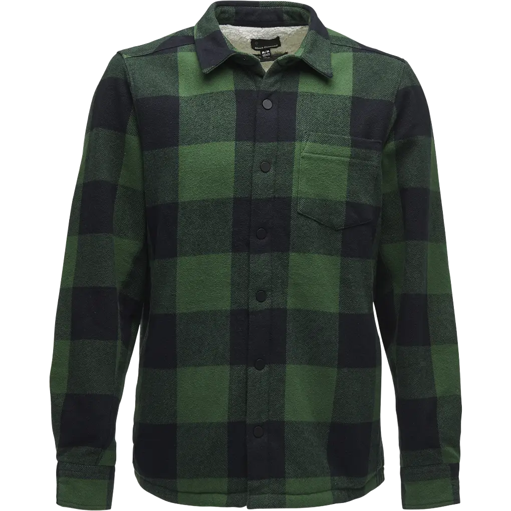 Black Diamond Project Lined Flannel Men Skjorte - Palm Green/Black Plaid - L - Langærmet skjorter