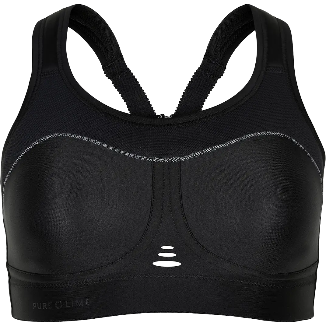 Pure Lime Compression Bra High Impact - Black - 70B - Løbeundertøj