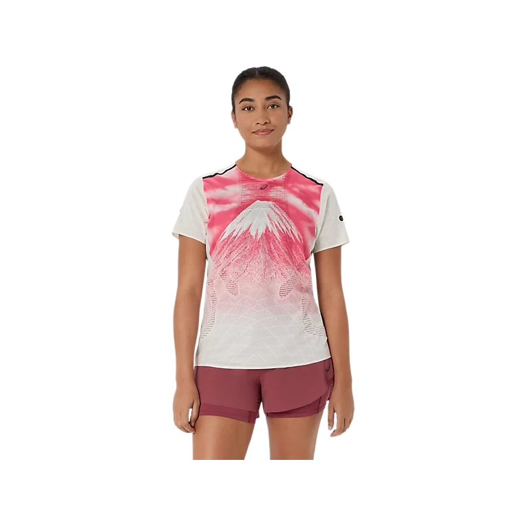 Asics Fujitrail Elite Graphic Ss Top Women - Cream - XL - Løbe t-shirt