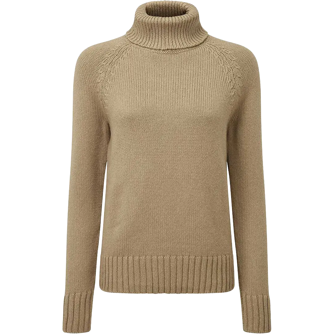 Tentree Highline Wool Turtleneck Sweater Women dametrøje - Pine Bark - L - Striktrøjer