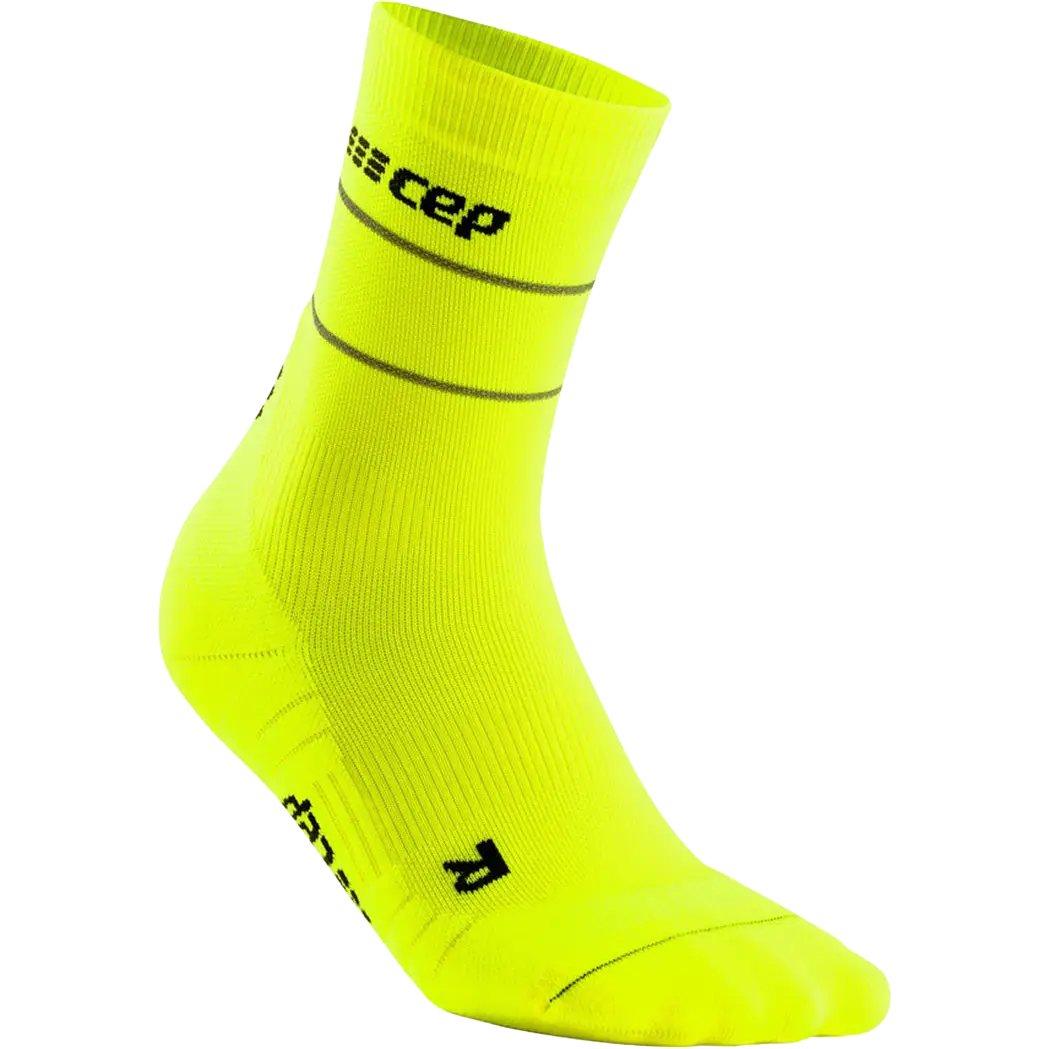 CEP Reflective Mid Cut Socks Men - Neon Yellow - III - Reflekser til løb