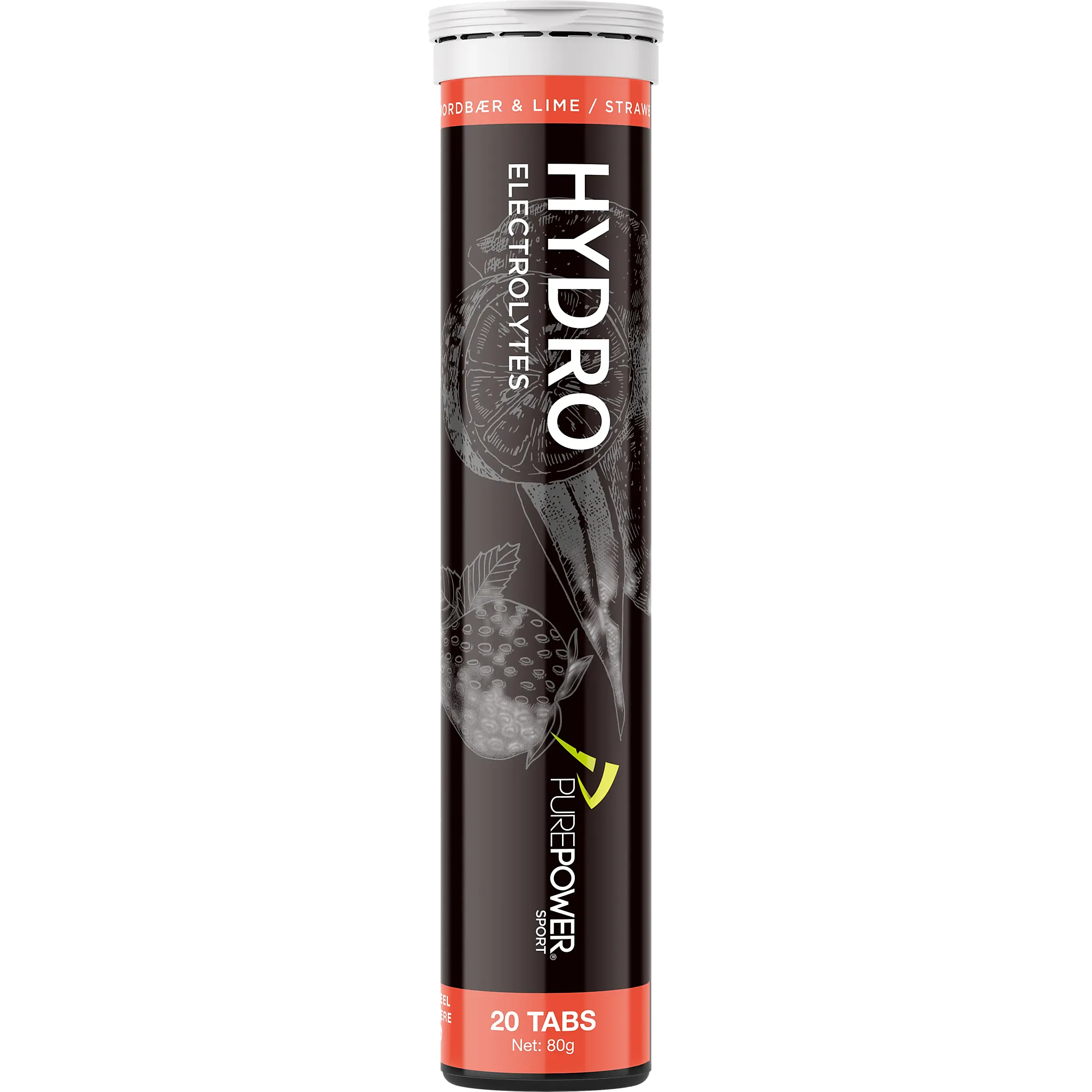 Hydro Jordbær & Lime brusetabletter 20 stk.