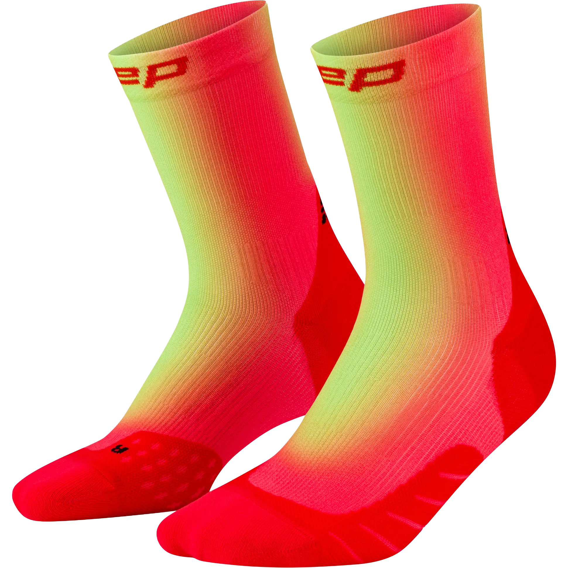 CEP Run Edt. Gradient Socks Mid Cut 5.0 Wome - Red/Lime - IV 40-43 - Løbestrømper