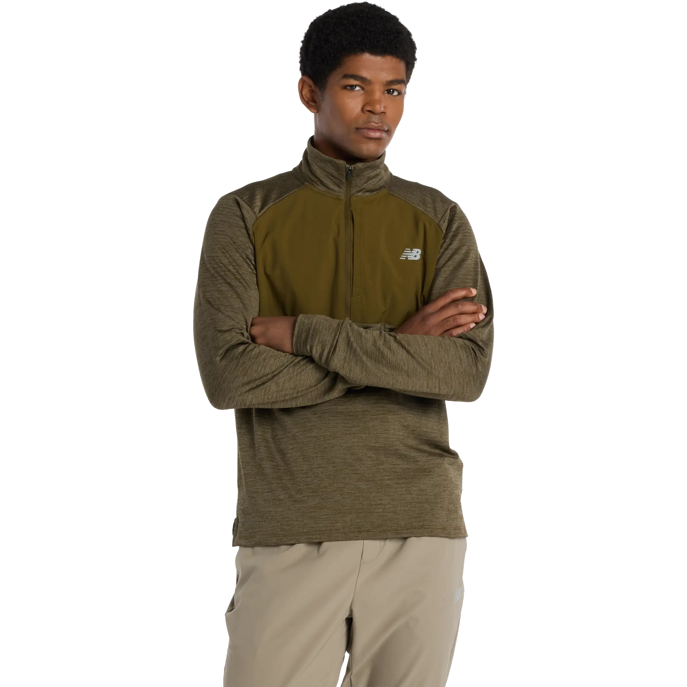 New Balance Athletics Heat Grid 1/2 Zip Men - Woodland - XL - Løbetrøjer