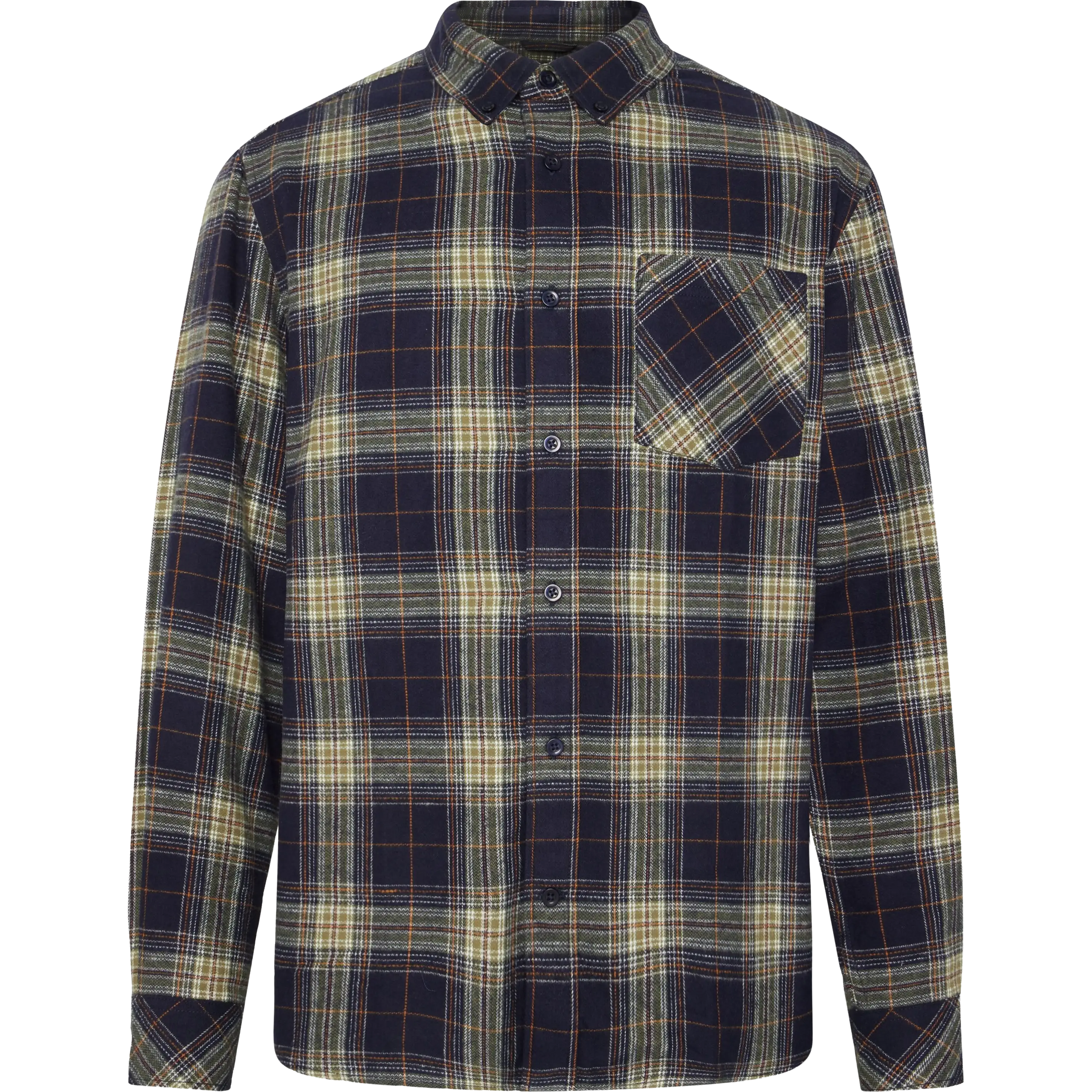 Knowledge Cotton Apparel Check Flannel Shirt Men - Blue check - S - Langærmet skjorter