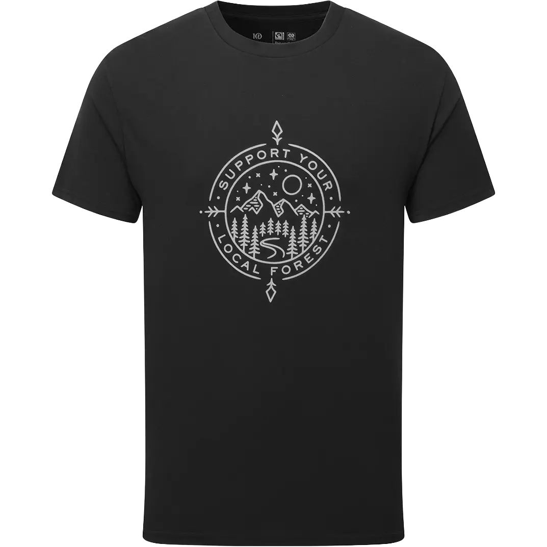 Tentree Support T-Shirt Men herre-T-shirt - Meteorite Black - S - Kortærmet T-shirts