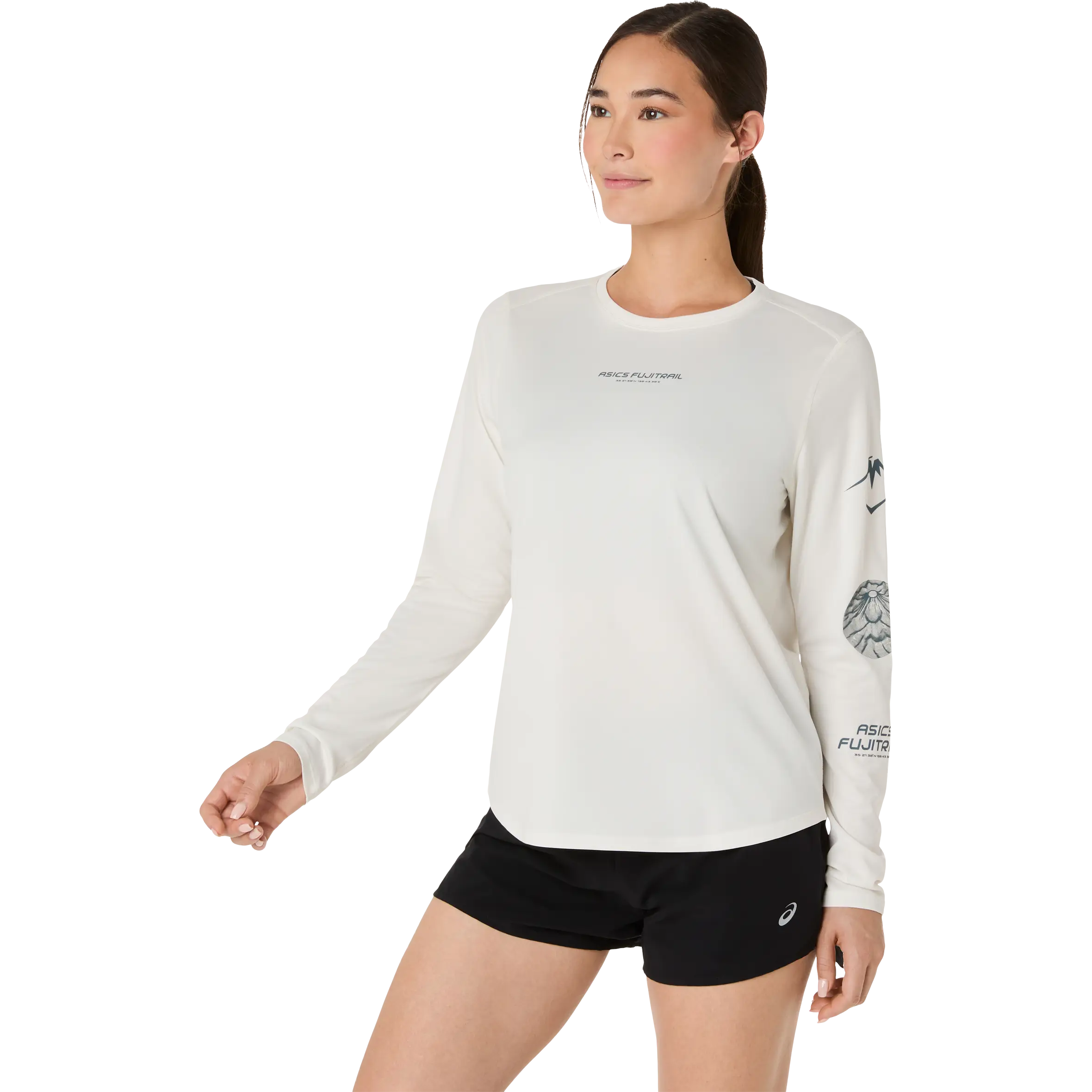 Asics Fujitrail Logo LS Top Women - Cream - 2XL - Løbe t-shirt