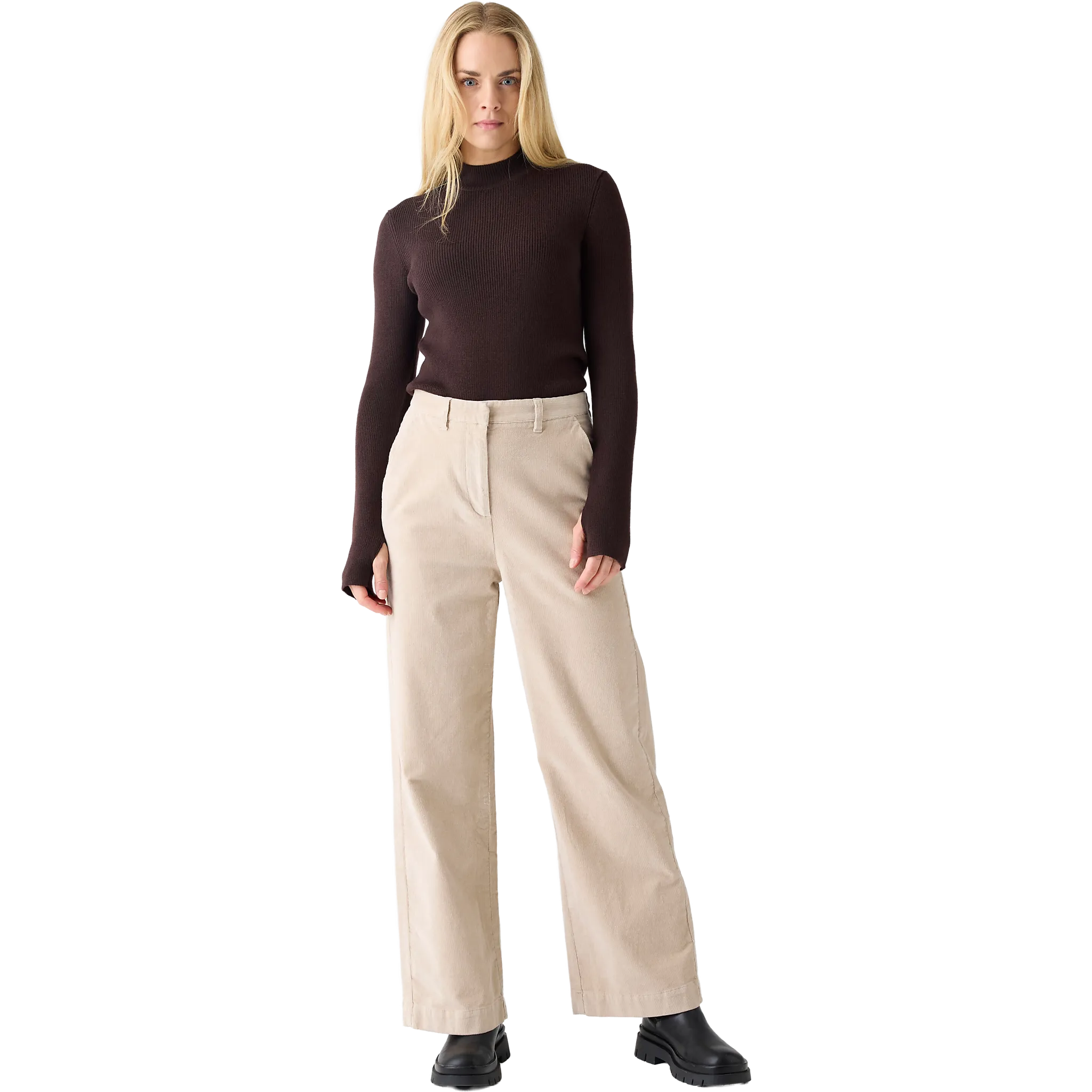 Merino Rib Mock Neck Long Sleeve T-shirt