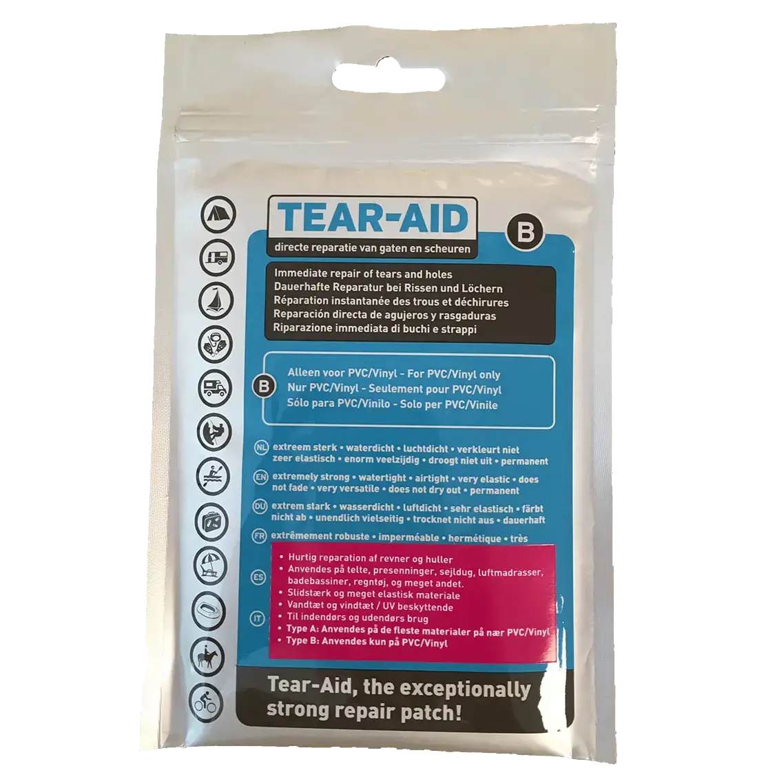 Tear Aid Universal Type B lappesæt - Grå - One size - Rygsække