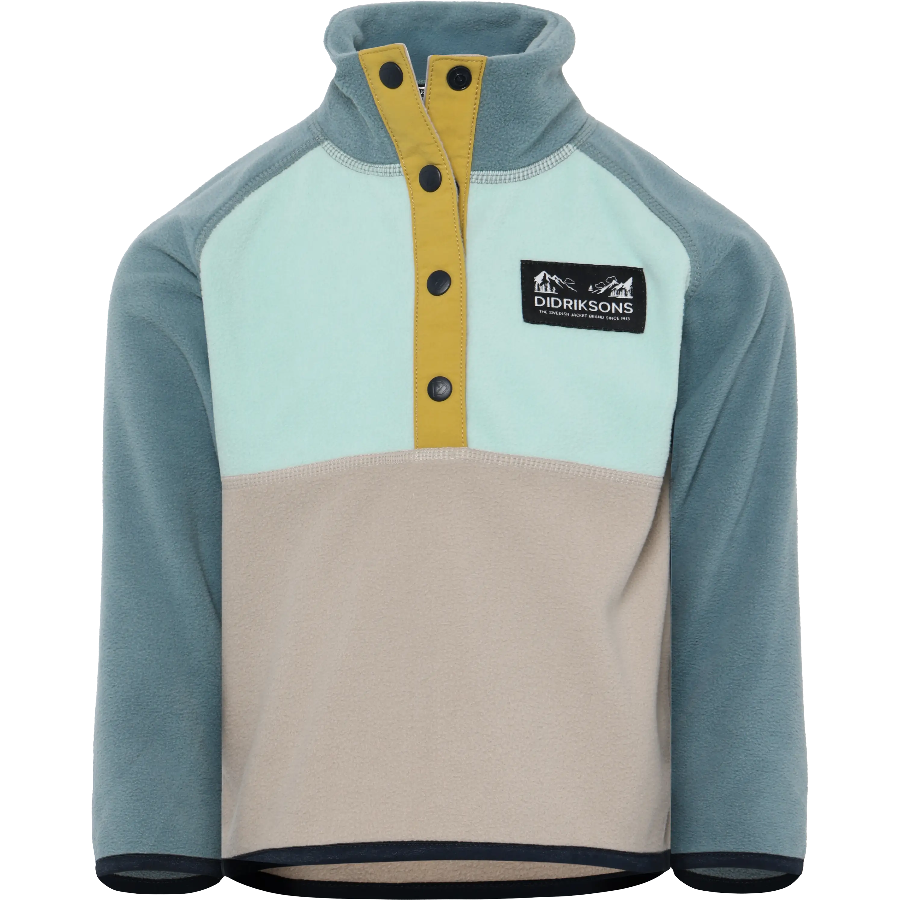 Didriksons Monte Kids Half Button 5 - Ocean Mint - 140 cm - Fleecetrøjer til børn