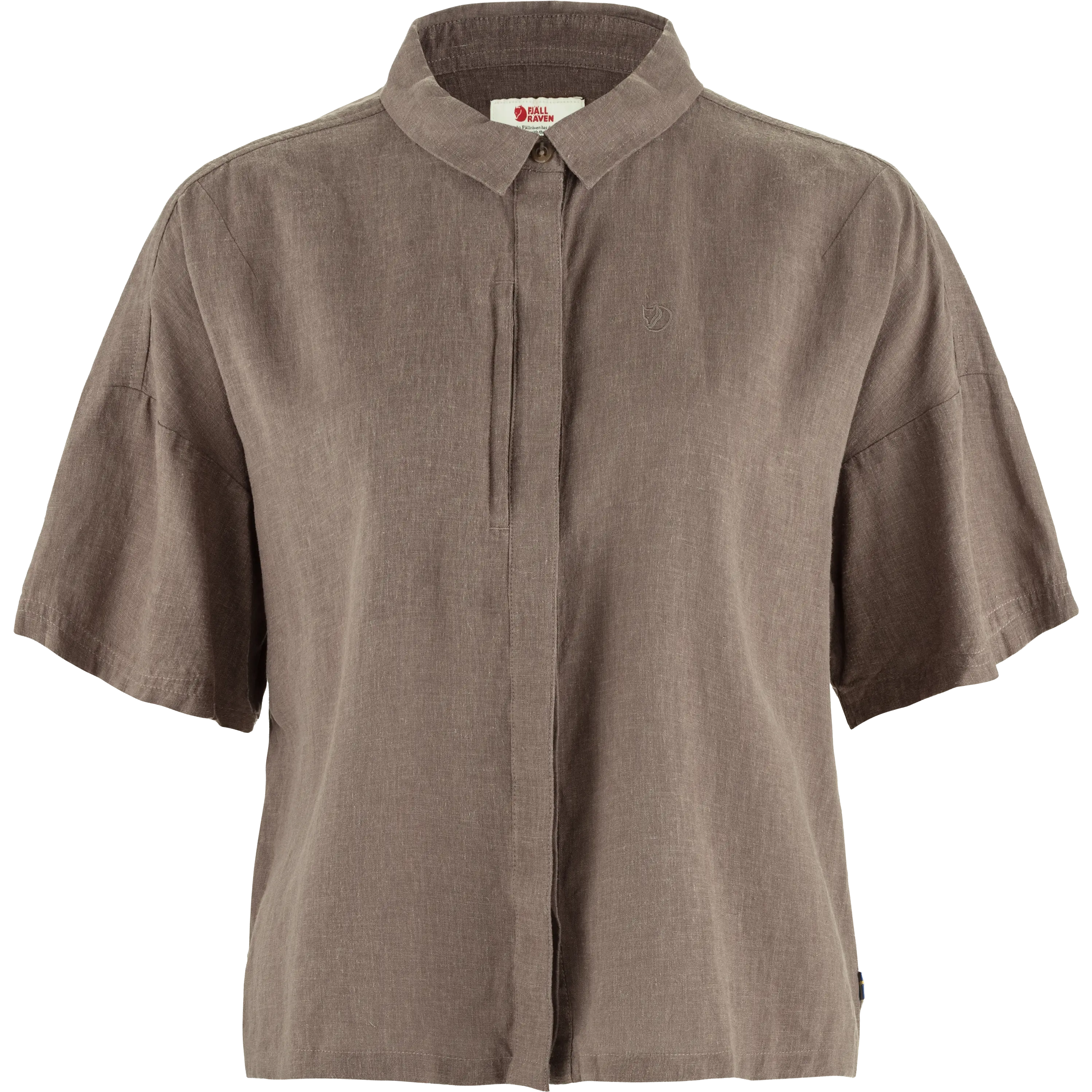 Fjällräven Övik Hemp Camp Shirt SS Women - Suede Brown - XS - Kortærmet skjorter