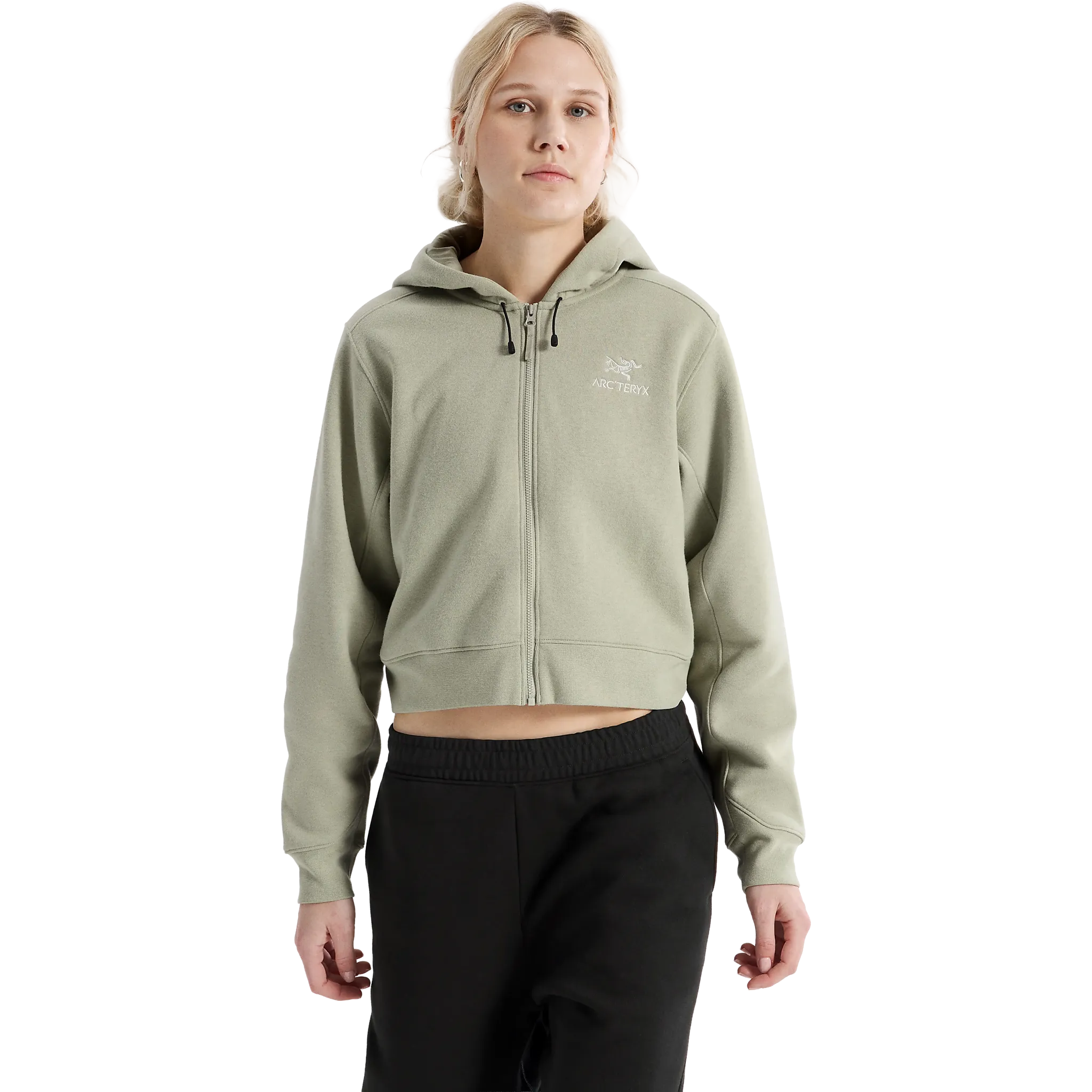 Emblem Fleece Full Zip Crop Hoody Women