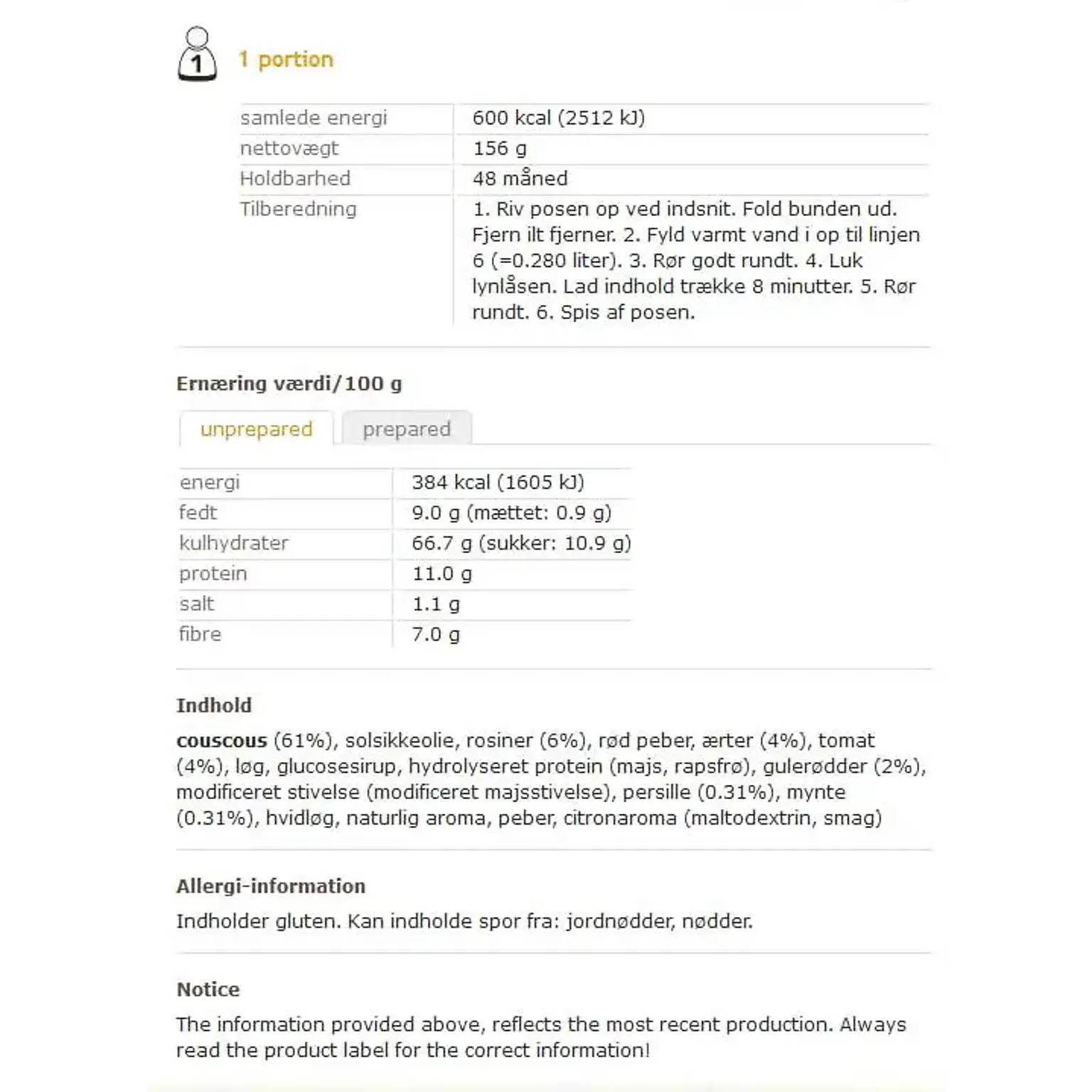 Veggie Couscous vegetarisk måltid