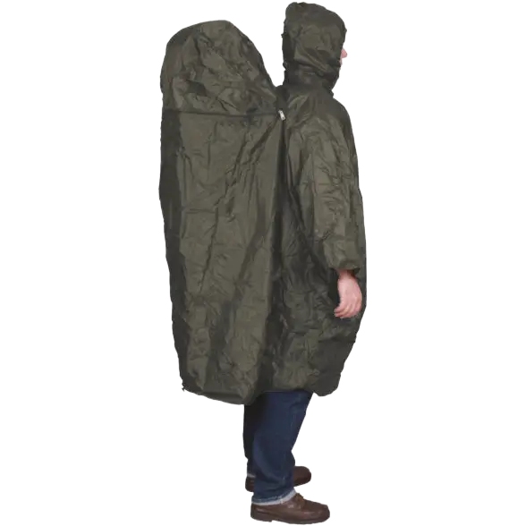 Travelsafe Poncho Zipper Ext. - Olive Green - S/M - Regnslag og ponchoer