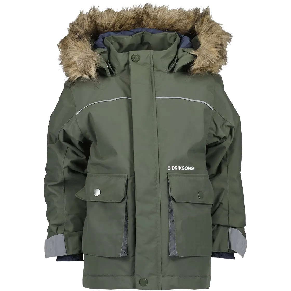 Didriksons Björnen Kids Parka vinterjakke - Deep Green - 100 cm - Vinterjakker til børn