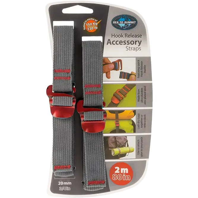 Accessory Strap w/Hook 20mm 2,0m packremmar 2 stk.