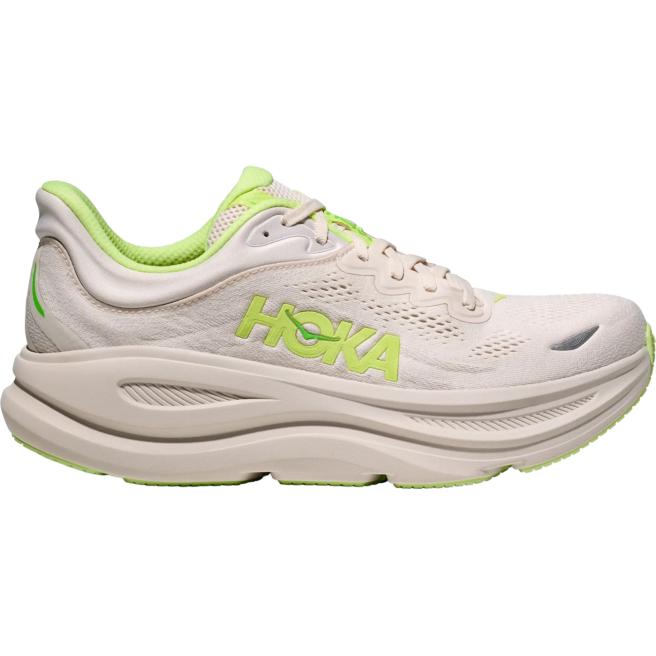 HOKA One One Bondi 9 Men - Grout/Neon Yuzu - US8,5/UK8/42 - Mængdetræningssko