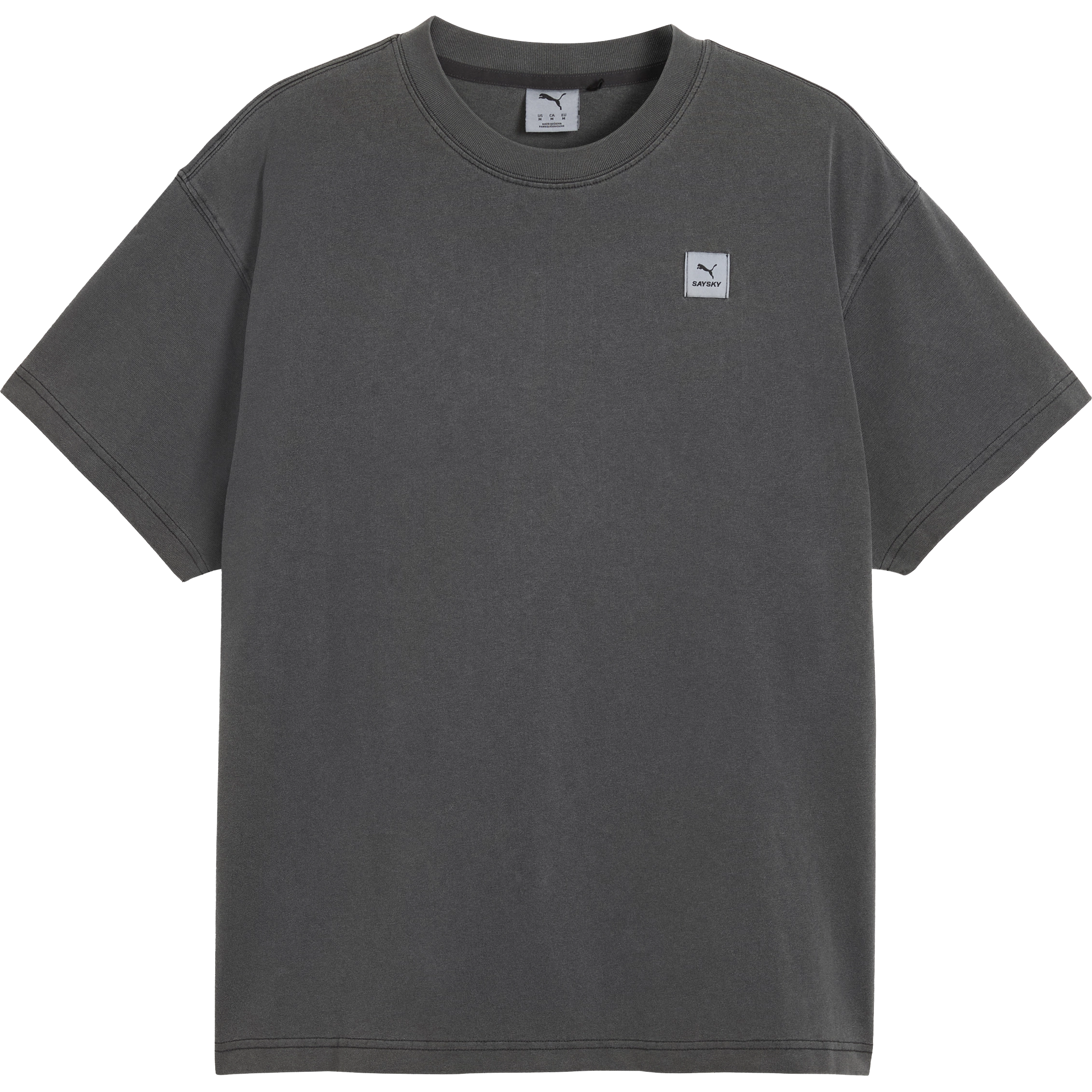 PUMA X SAYSKY Graphic Team Tee Unisex - Flat Dark Gray - S - Kortærmet T-shirts