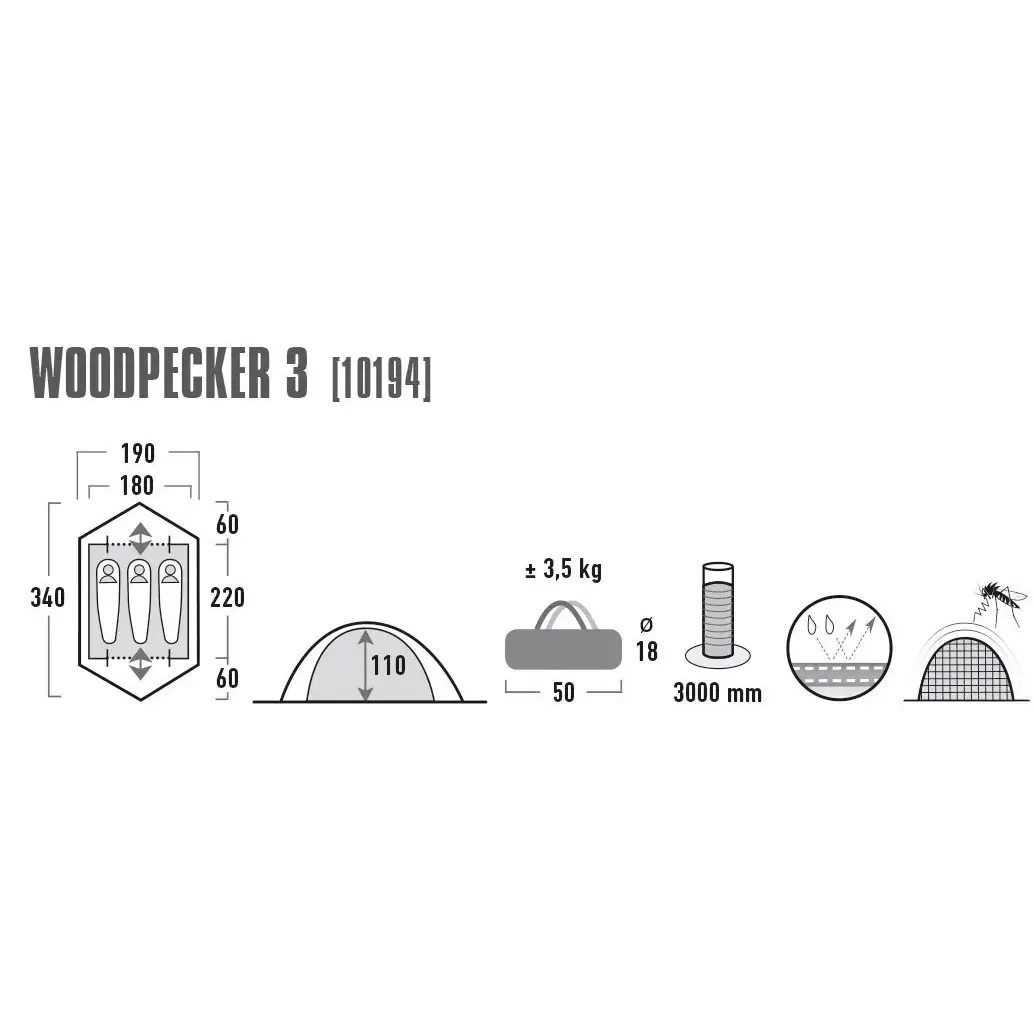 Woodpecker 3 telt 3 prs.