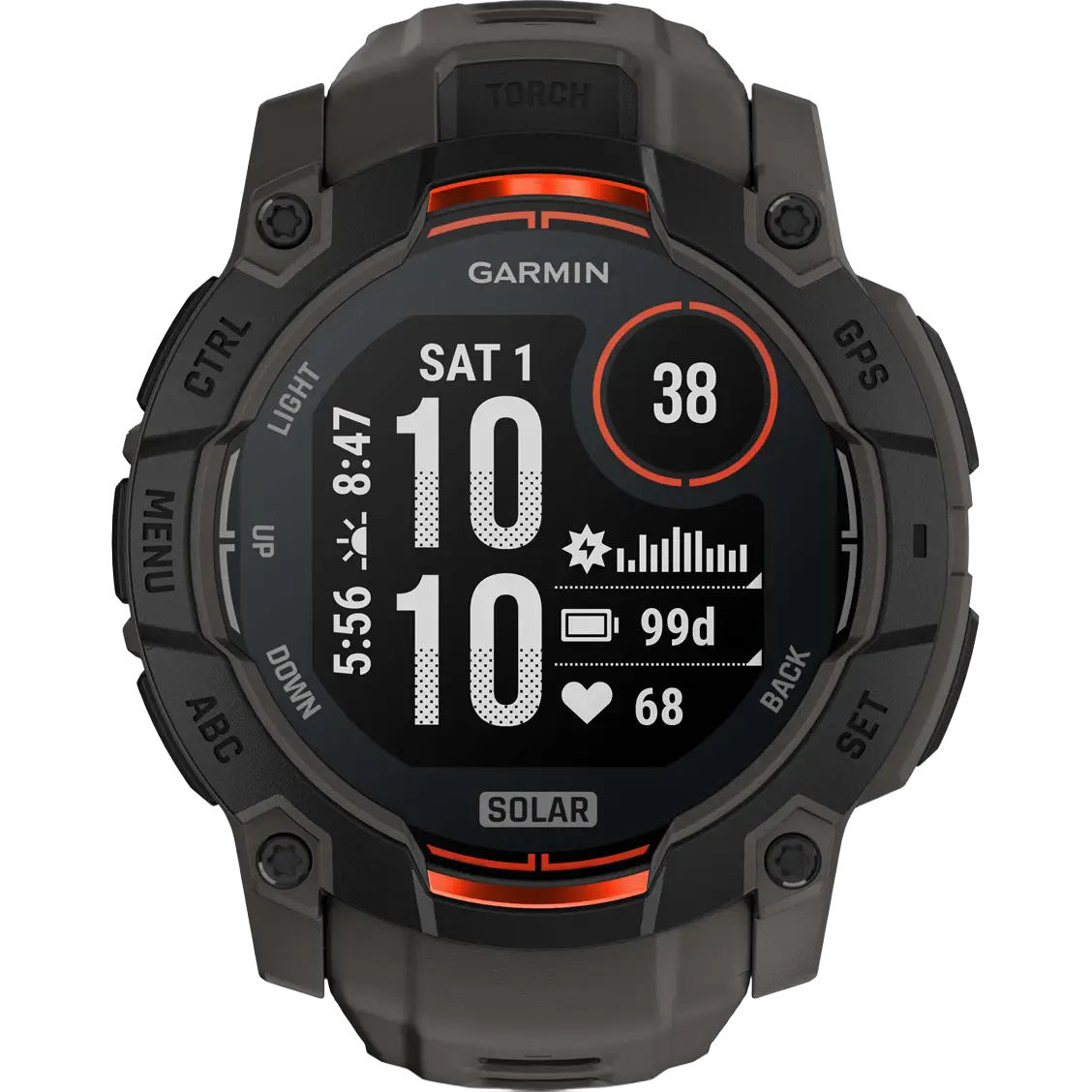 Garmin Instinct 3 50 MM Solar - Black Bezel with Charcoal Band - 50 mm - Løbeur