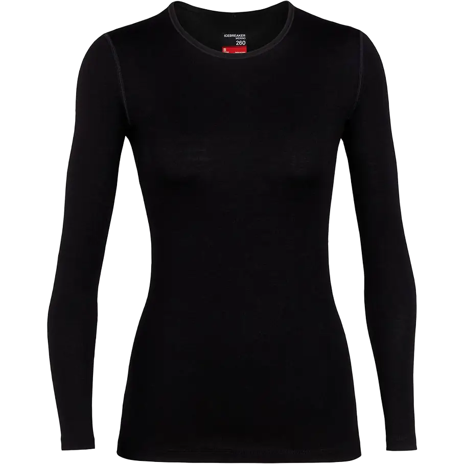 Icebreaker Oasis LS 260 Crewe Women - Black - XL - Uldundertøj