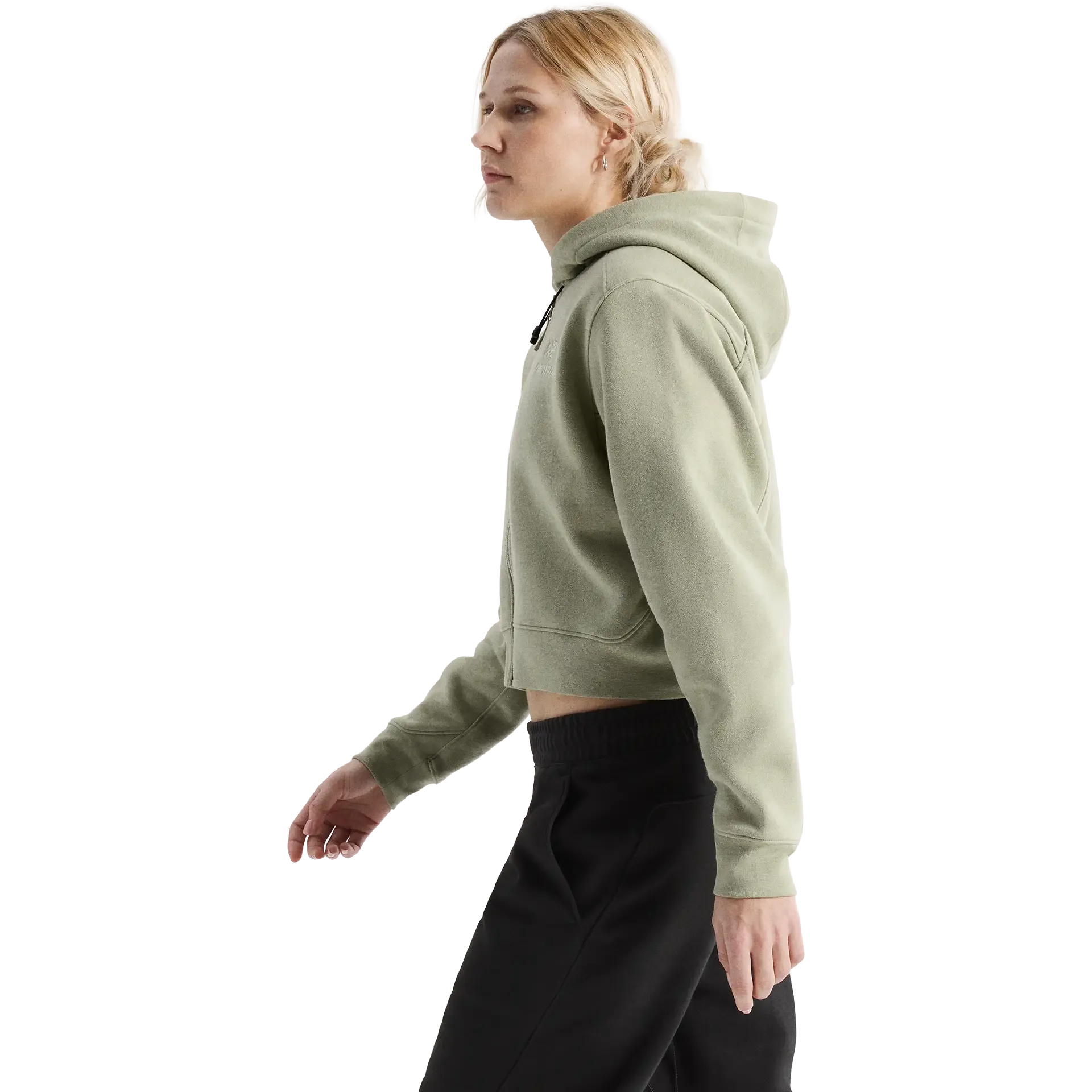 Emblem Fleece Full Zip Crop Hoody Women
