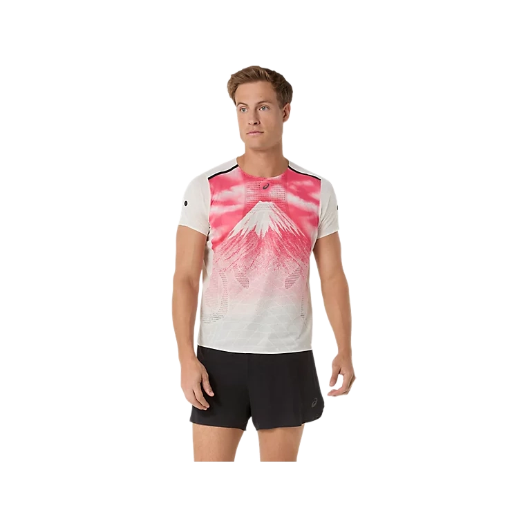 Asics Fujitrail Elite Graphic Ss Top Men - Cream - S - Løbe t-shirt