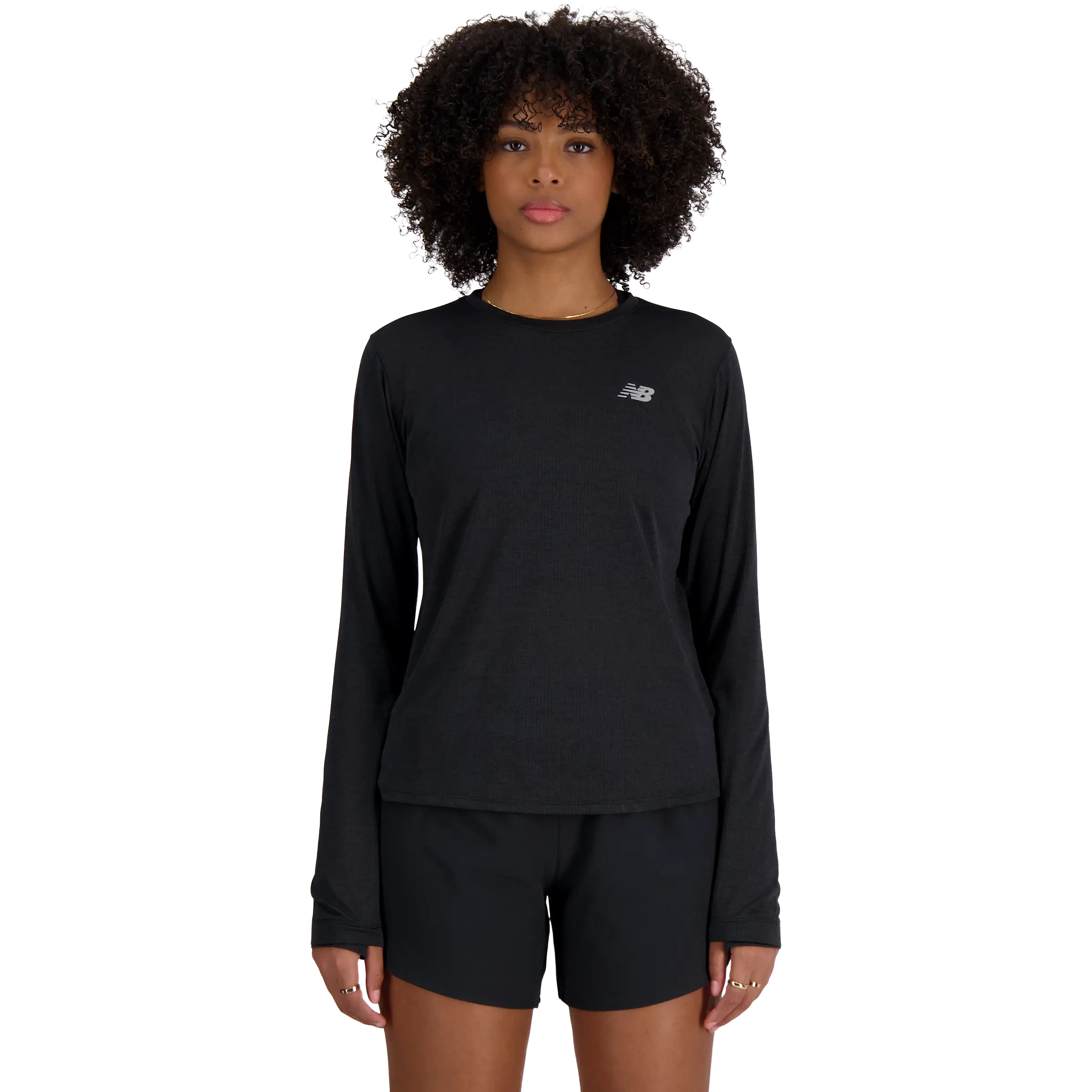 New Balance Athletics Long Sleeve Women - Black Heather - XS - Løbetrøjer