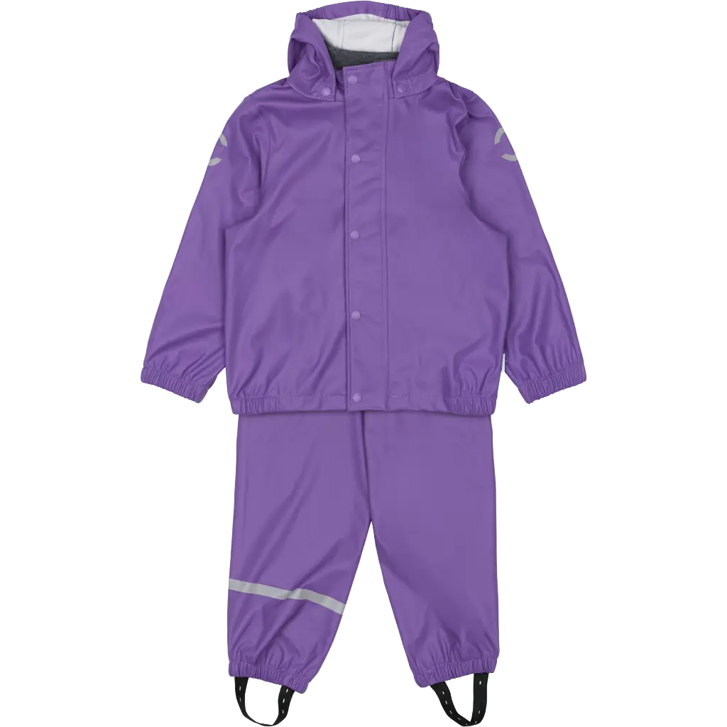 Mikk-Line PU Rain Set no Suspenders Recycled regnsæt - Deep Lavender - 128 - Regnsæt til børn