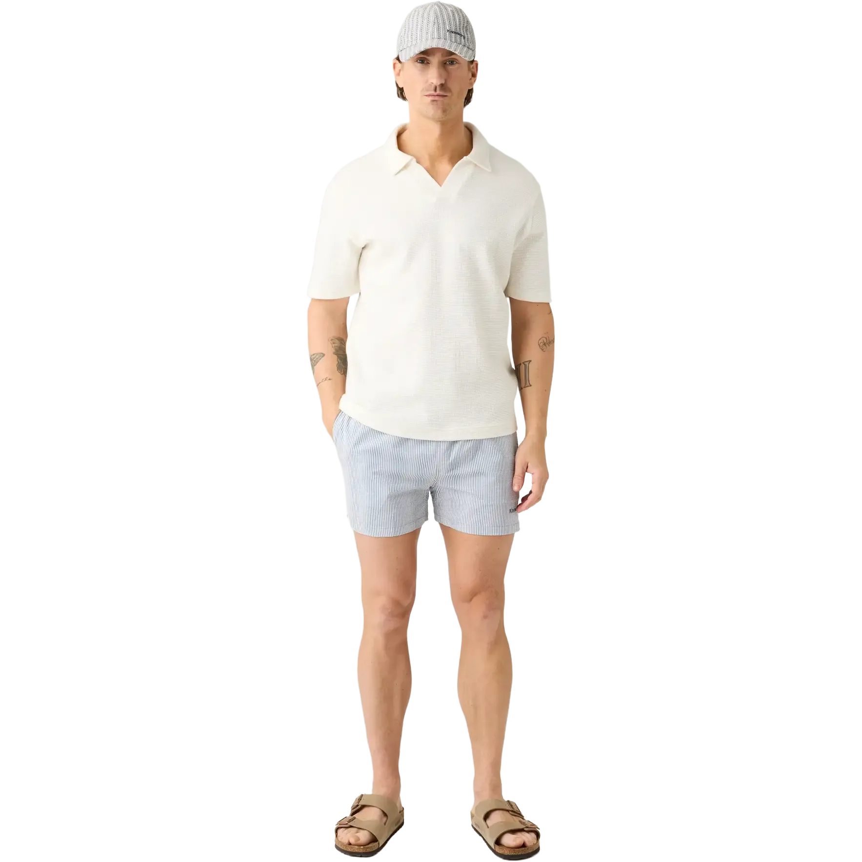 Mid-Thigh Stripe Seersucker Swimshorts M