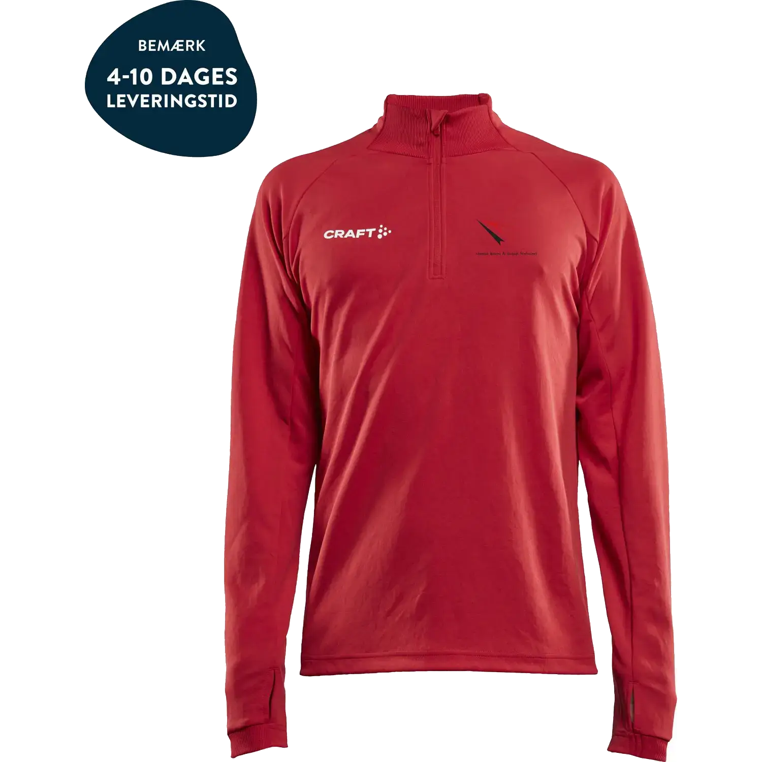 Craft Evolve Halfzip Men m/logo DKF - Bright Red - XL - Dansk Kano og Kajak Forbund