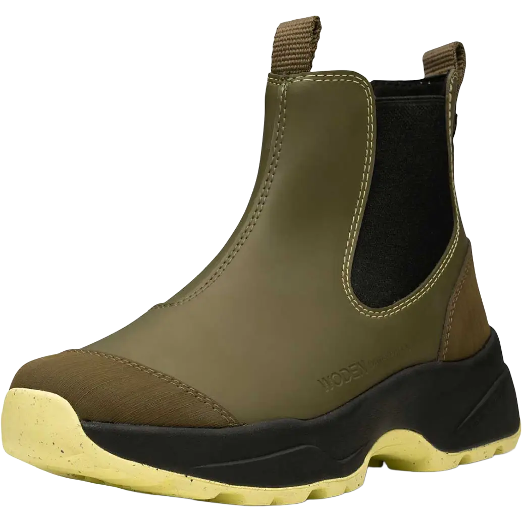 WODEN Siri Waterproof Women gummistøvle - Dark Olive/Pale Lime - 36 - Gummistøvler