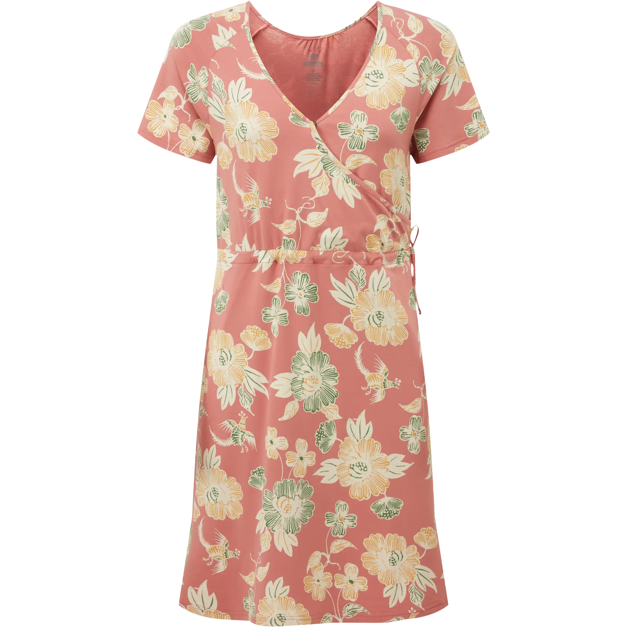 Sherpa Neha Faux Wrap Dress kjole - Floral Brick Dust Floral - Outdoor kjoler