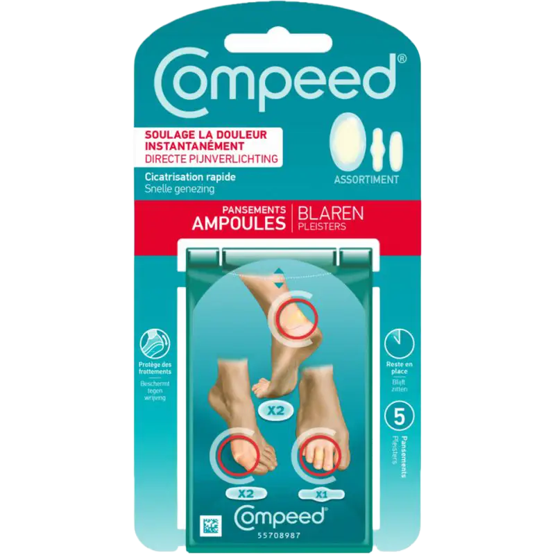 Compeed Vabelplastre Mix M/2, S/2, Toe/1 - Blå - One size - Førstehjælp
